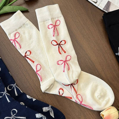 BOW  MID CALF LENGTH SOCKS