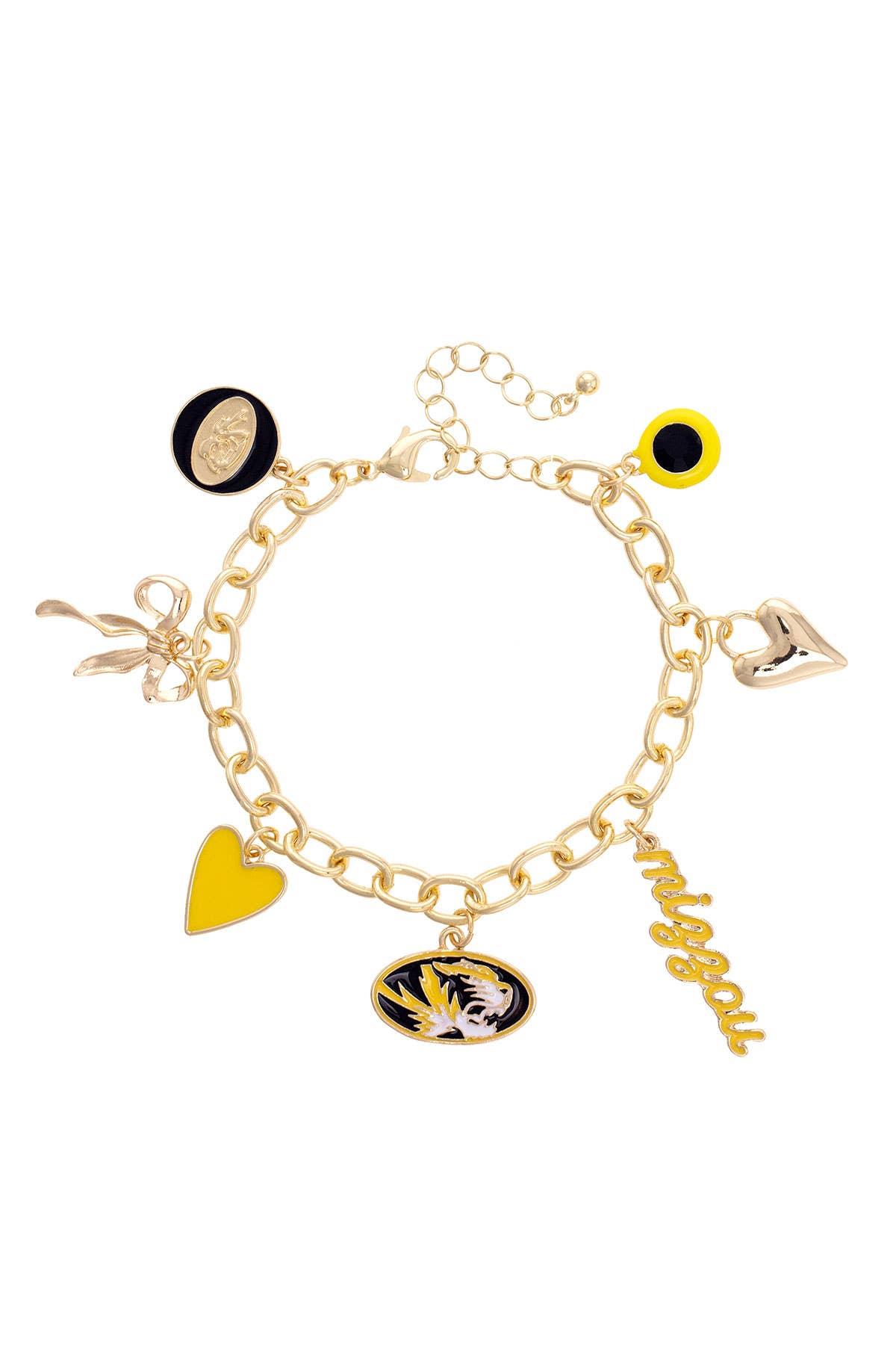 Tigers Enamel Icons Charm Bracelet in Shiny Gold