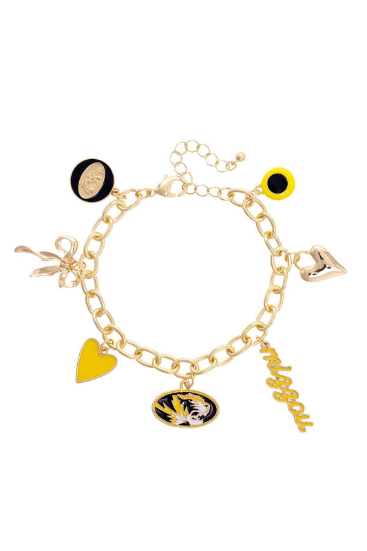 Tigers Enamel Icons Charm Bracelet in Shiny Gold