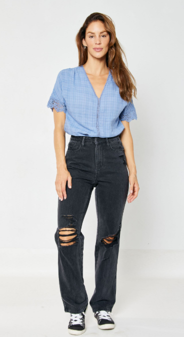 Judy Blue HIGH WAIST RIGID MAGIC 90'S KNEE DESTROY STRAIGHT -88737