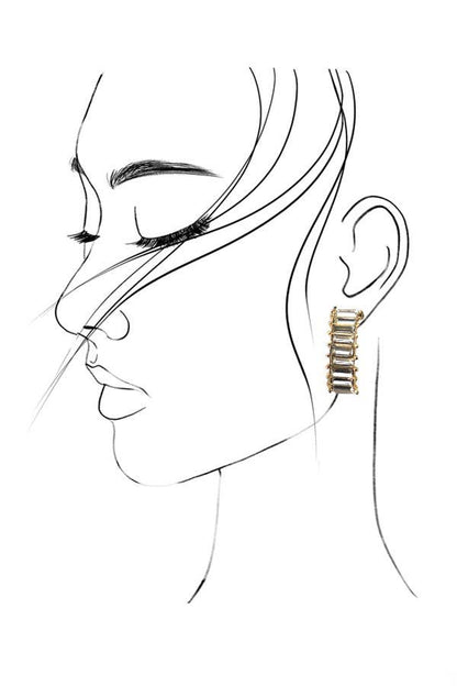 CLASSIC BAGUETTE RHINESTONE HOOP EARRING