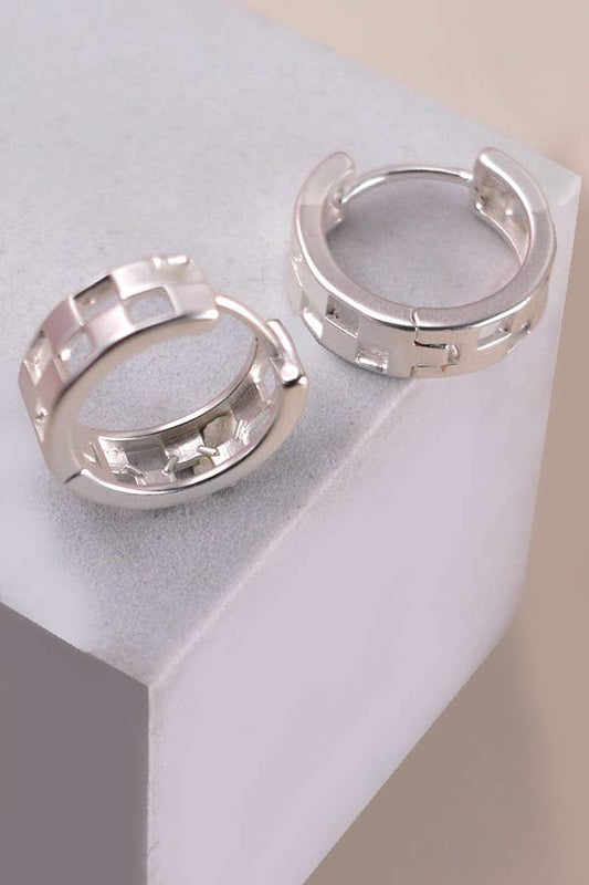 Mini Cutout Checker Huggie Earrings