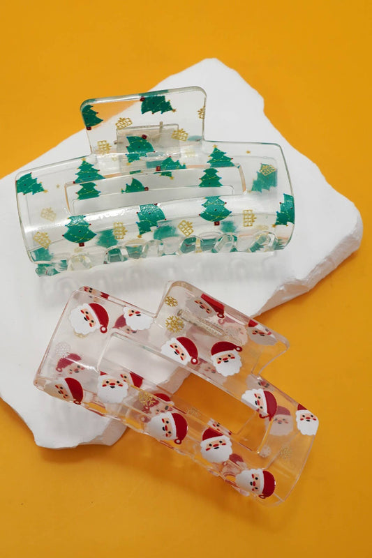 Santa & Christmas Tree Hair Claw Clips