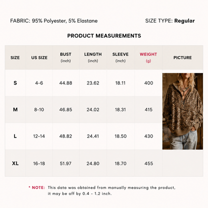 Leopard Print Half-Zip Oversized Sweatshirt