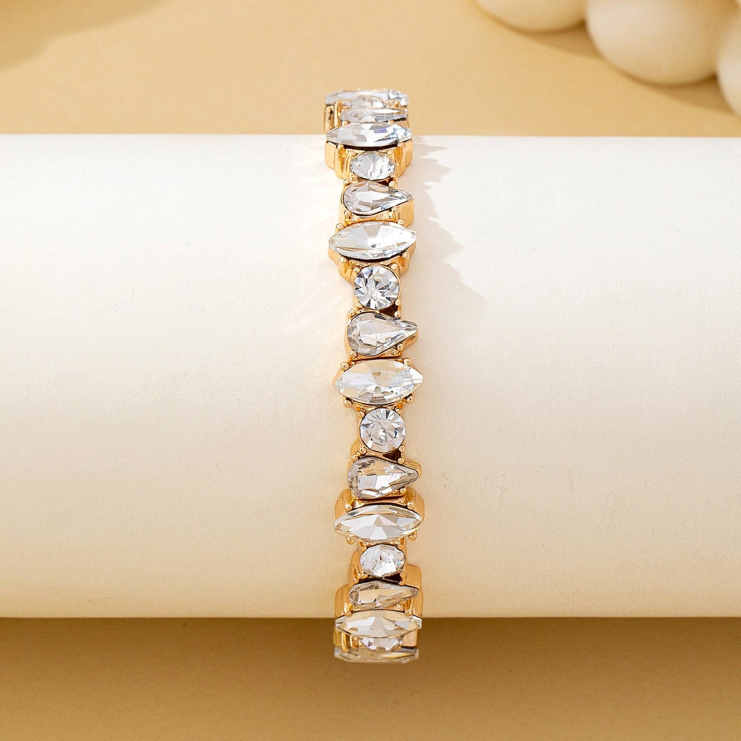 Crystal Gold-Tone Stretch Statement Bracelet | 80B1786