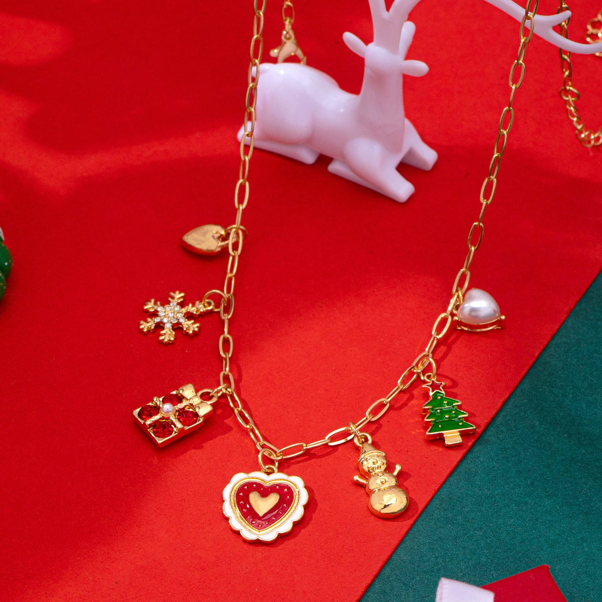 Festive Christmas Charm Paperclip Necklace