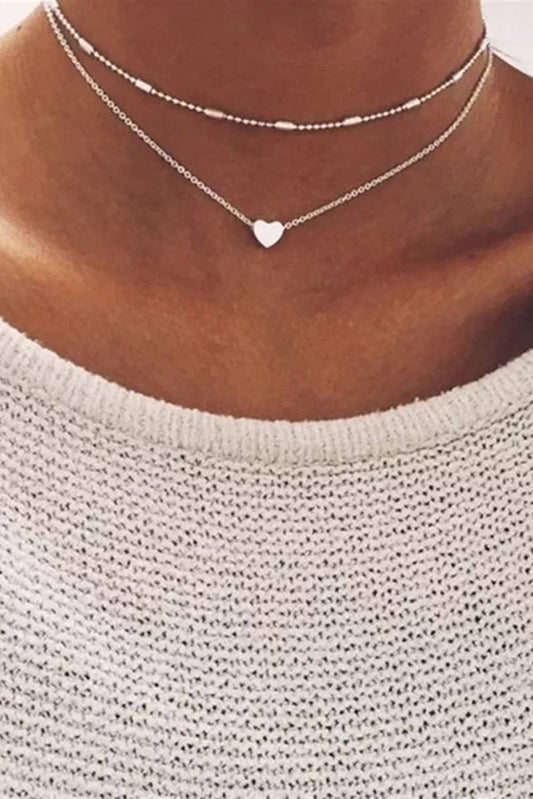 Heart Shaped Layered Chain Necklace