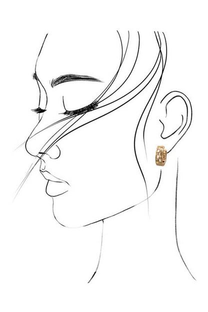 Mini Cutout Checker Huggie Earrings