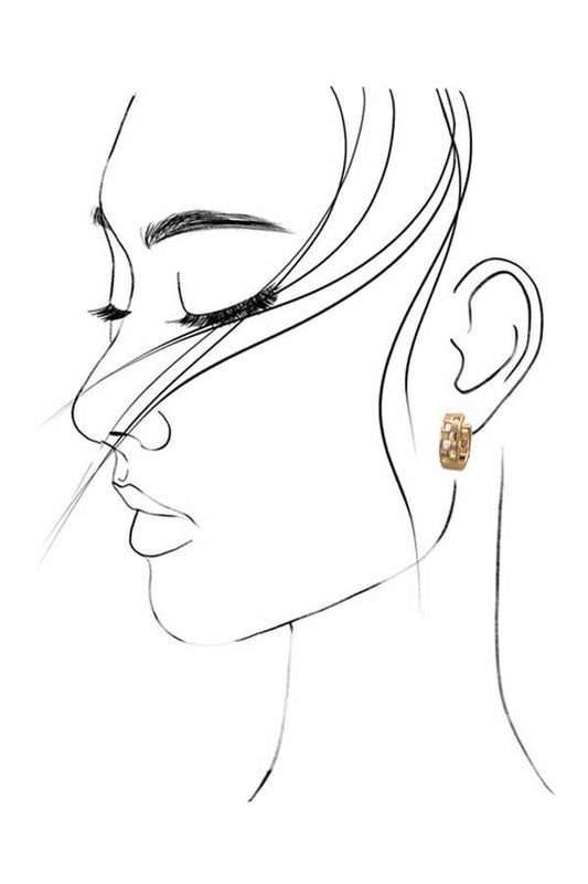 Mini Cutout Checker Huggie Earrings