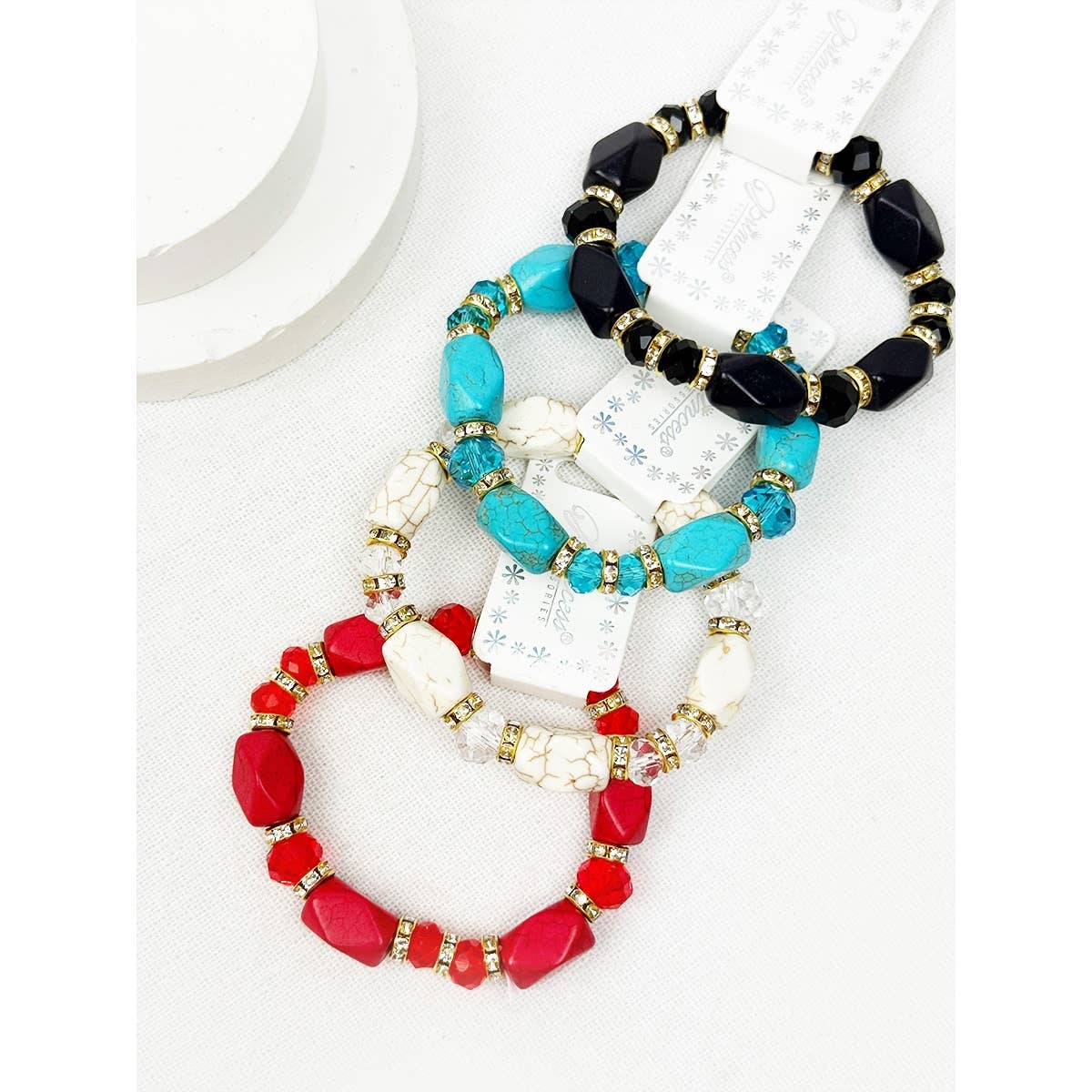 Bold Stones and Beads Mixed Adjustable Stretch Bracelet