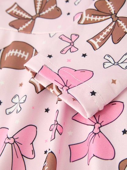 Girls Pink Dress with Football Print