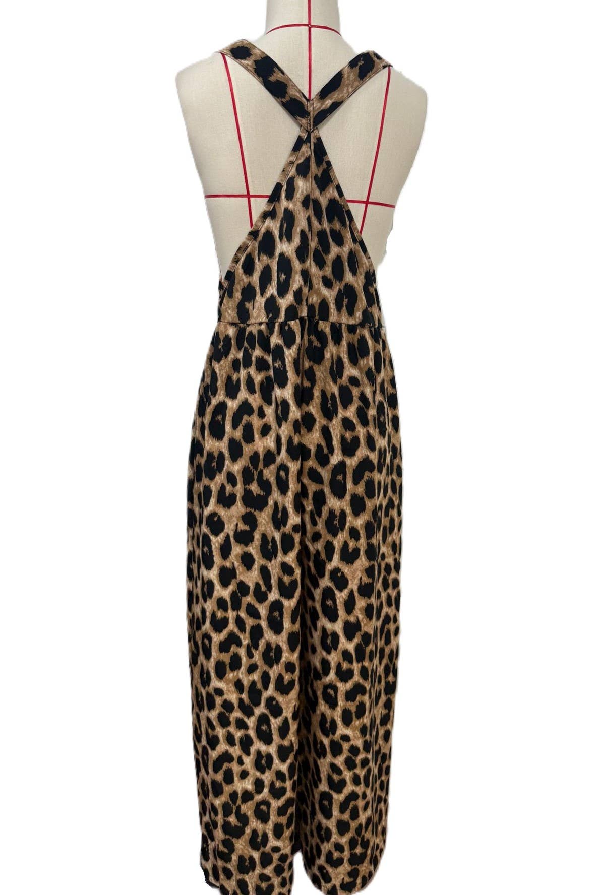 Retro Western Leopard Print Adjustable Strap Jumpsuit