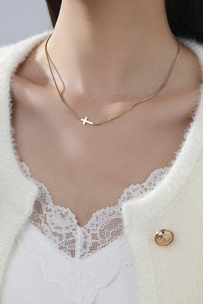 18K Gold-Dipped Stainless Steel Cross Necklace