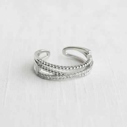 Cubic Zirconia Criss-Cross Adjustable Ring