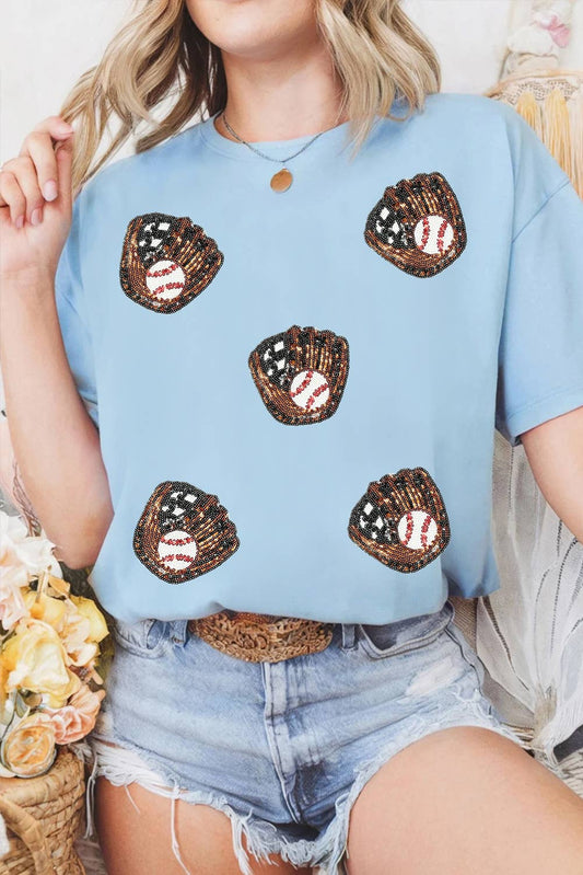 Gopher Ball Sequin Patched Casual T-Shirt