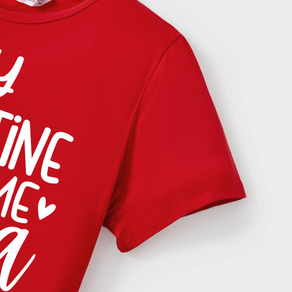 Valentine's Day Mommy and Me Cotton Letter Short-sleeve Top