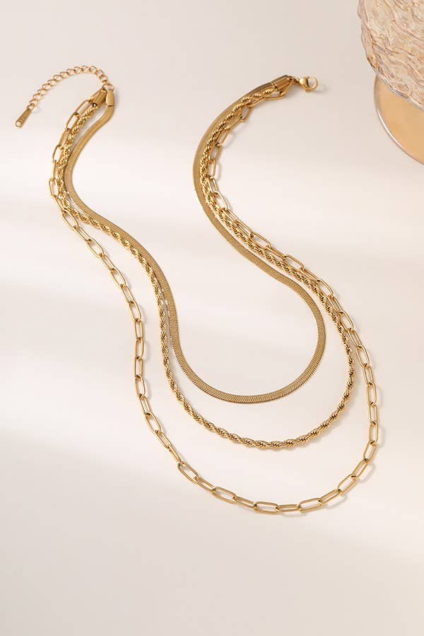 18K STAINLESS STEEL TARNISH FREE LAYERED NECKLACE | 40NK9390