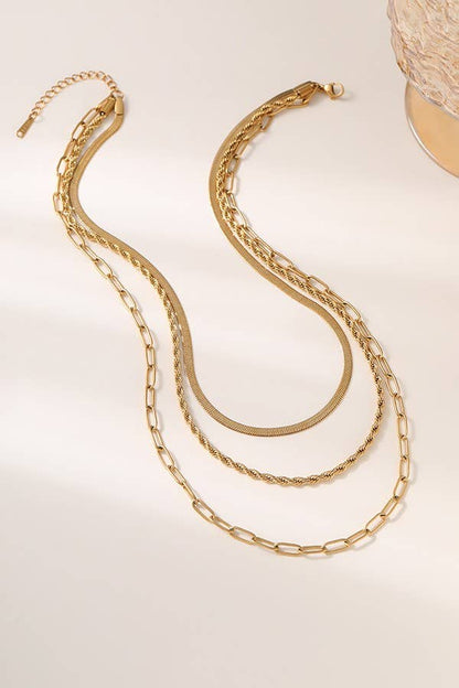 18K STAINLESS STEEL TARNISH FREE LAYERED NECKLACE | 40NK9390