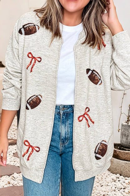 Rustik Charm Game Day Sequin Bow Sweater – Women’s Football Season Casual Top