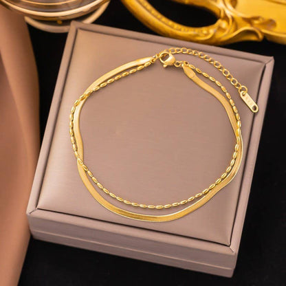 18K STAINLESS STEEL TARNISH FREE LAYERED BRACELET