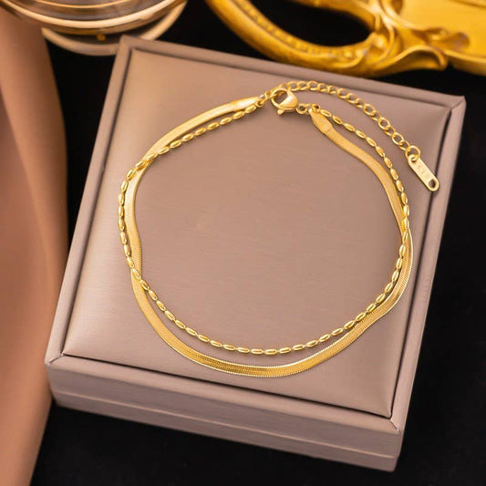 18K STAINLESS STEEL TARNISH FREE LAYERED BRACELET