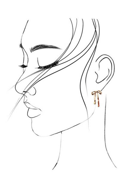 Authentic Long Bow Ribbon Stud Earrings