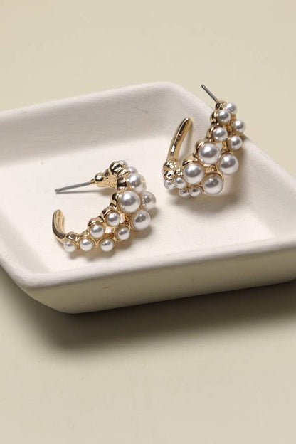 Pearl Mini Huggie Hoop Earrings