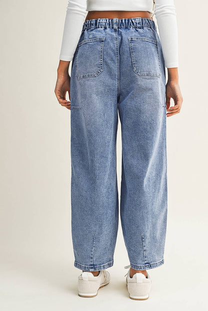 Large Patch Pocket Drawstring Paperbag Waist Jeans
