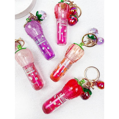 Strawberry Charm Keychain Lip Gloss Set