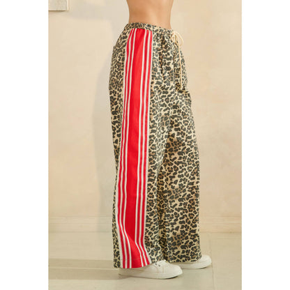 Leopard Sport Striped Wide Legged Pants