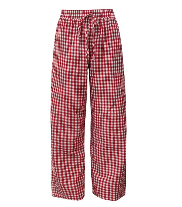Easy Cozy Red Gingham lounge wide leg pants