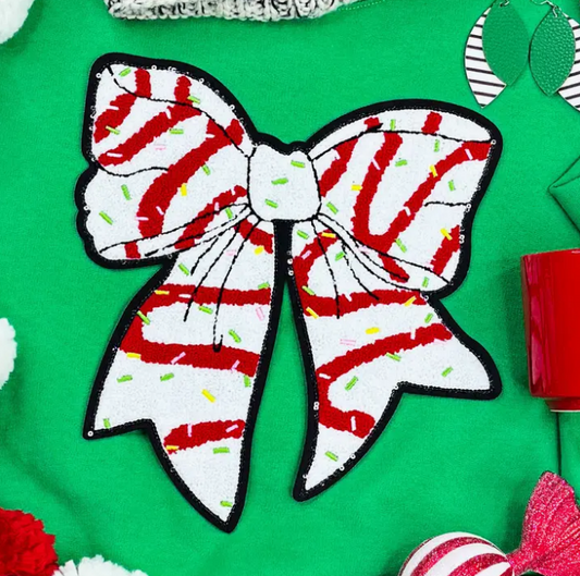 Snack Cake Chenille Bow Patch Sweatshirt