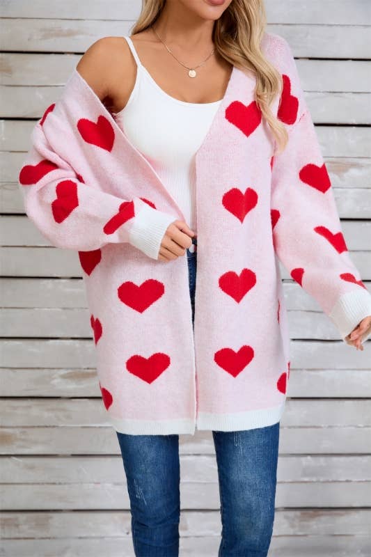 Open Front Heart Cardigan