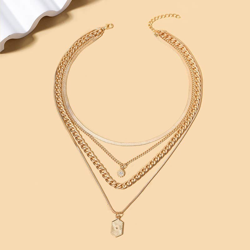 Double Charm Layered Gold Necklace