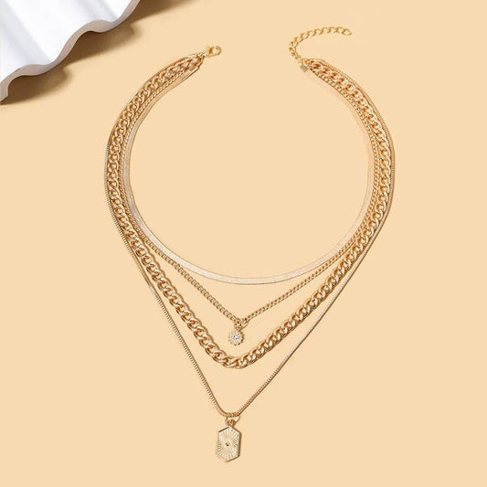 Double Charm Layered Gold Necklace