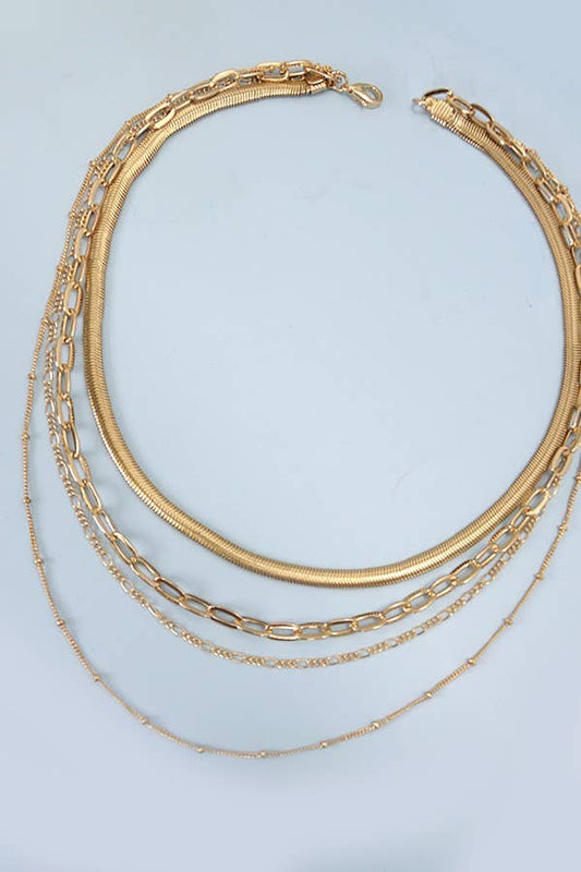 Multi-Layer Link Herringbone Chain Necklace