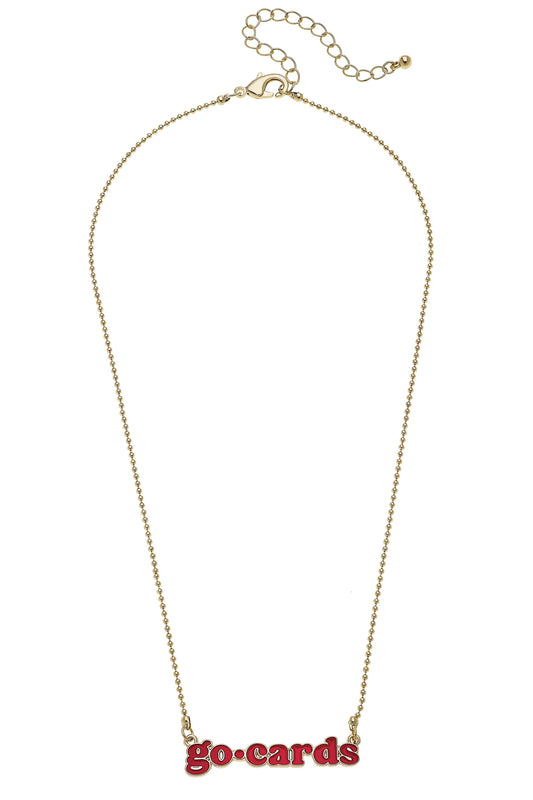 Cardinals Slogan Necklace in Red/Shiny Gold