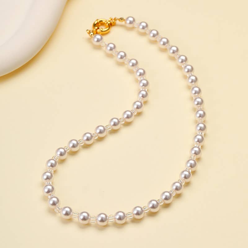 Rainbow Natural Stone & Pearl Beaded Necklace