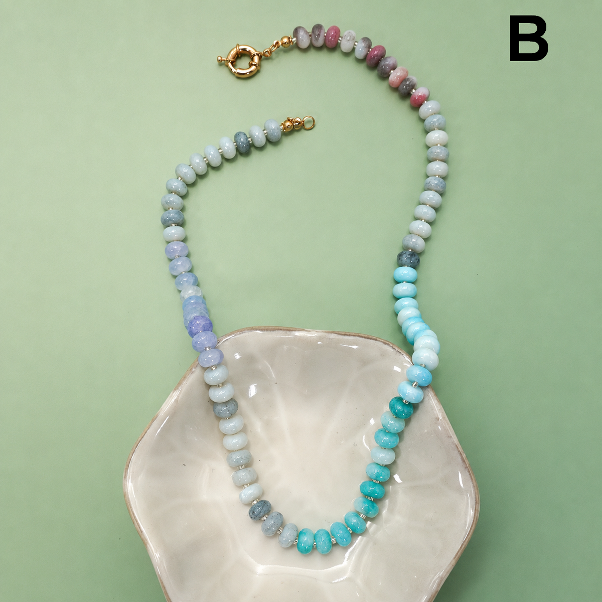 Rainbow Natural Stone & Pearl Beaded Necklace