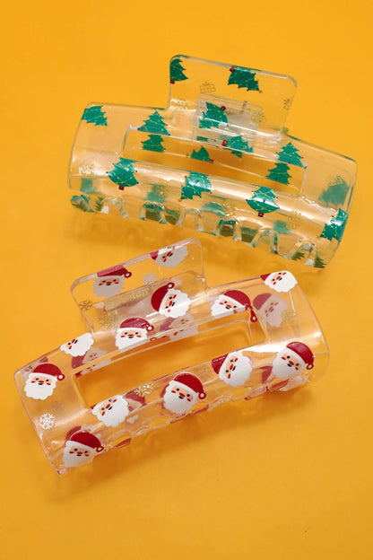 Santa & Christmas Tree Hair Claw Clips