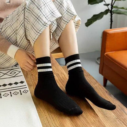 WOMAN STRIPE HALF CREW THROWBACK COTTON SOCKS