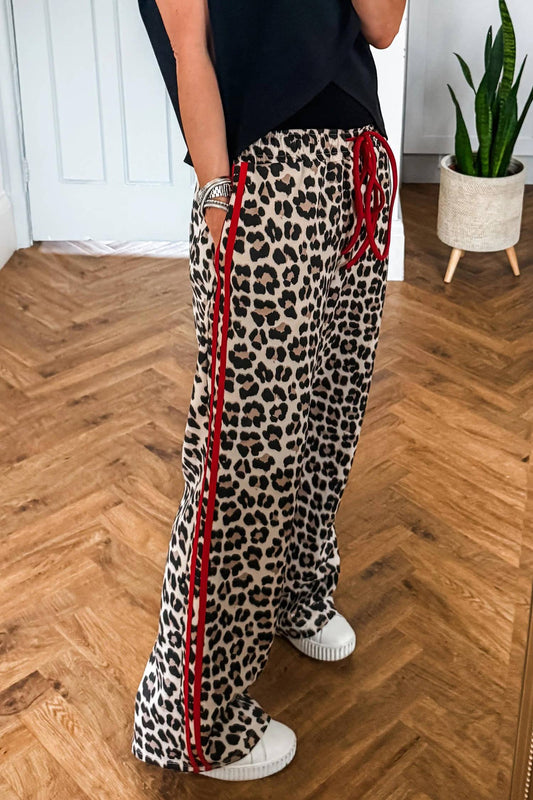 Leopard Tie Waist Casual Pants