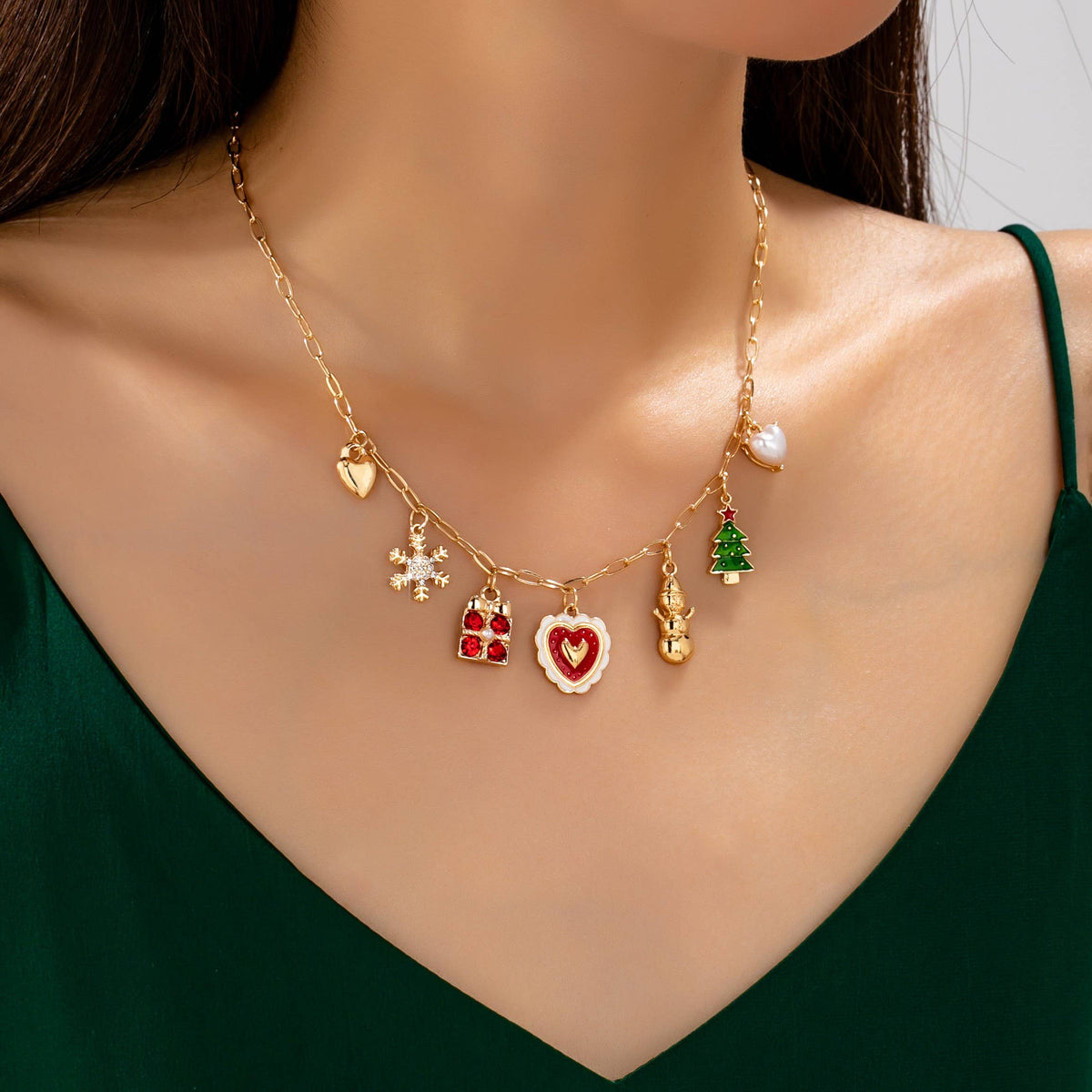 Festive Christmas Charm Paperclip Necklace