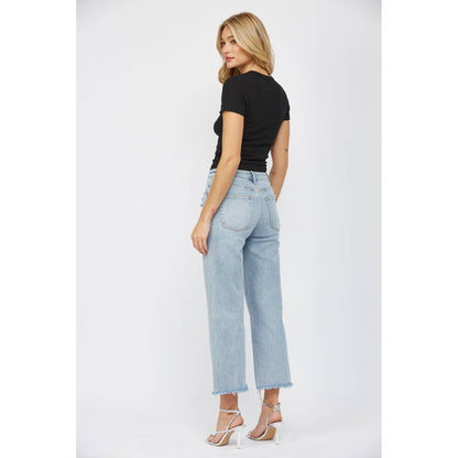 High Rise Ankle Wide Leg Jeans