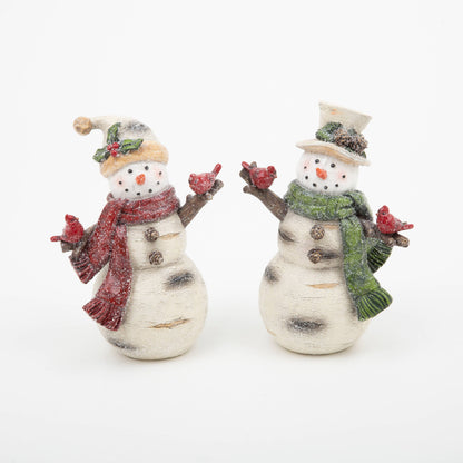 Christmas 8.8"H Resin Holiday Snowman w/ Cardinal