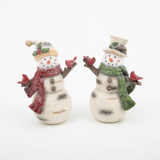 Christmas 8.8"H Resin Holiday Snowman w/ Cardinal