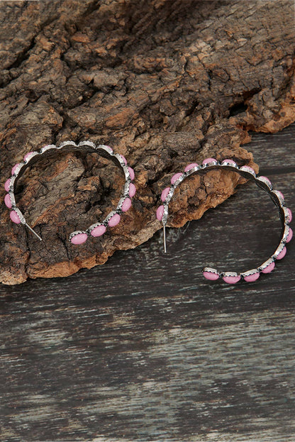 Gem Inlay Retro C-shape Earrings