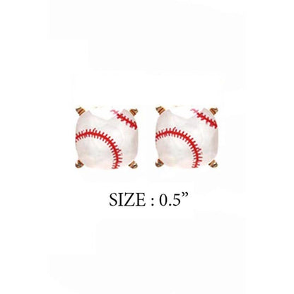 RECTANGULAR SHAPE SPORTS BALL STUD EARRINGS