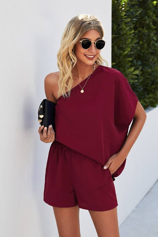 One shoulder romper
