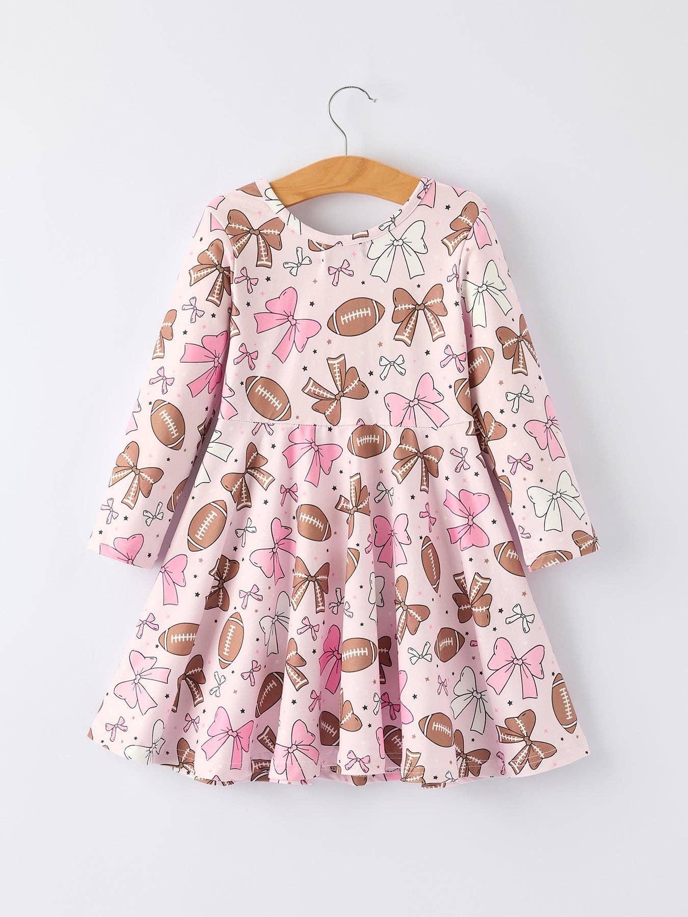 Girls Pink Dress with Football Print